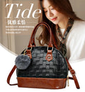 Women's Vintage Woven Pattern Plaid Shoulder Handbag Soft Synthetic