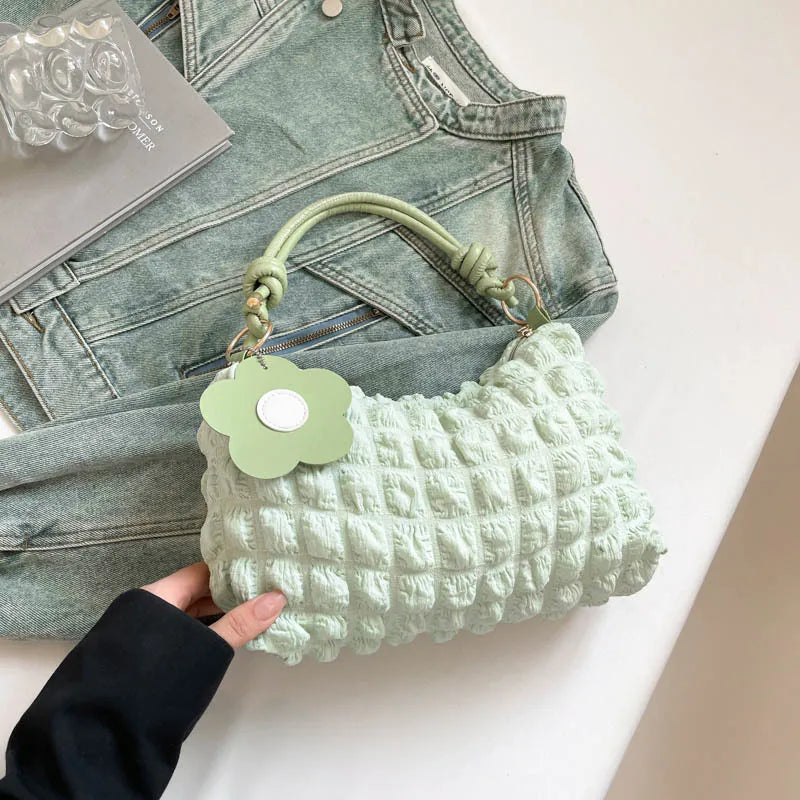 Bubble Flower Handheld Cylinder Zipper Women Bag
