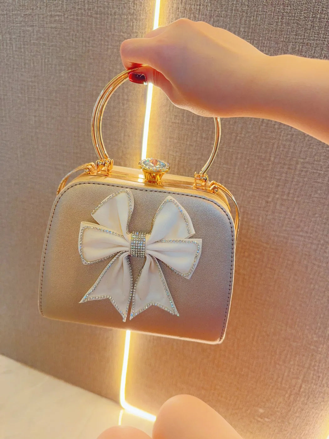 Elegant Satin Bow Evening Bag for Women