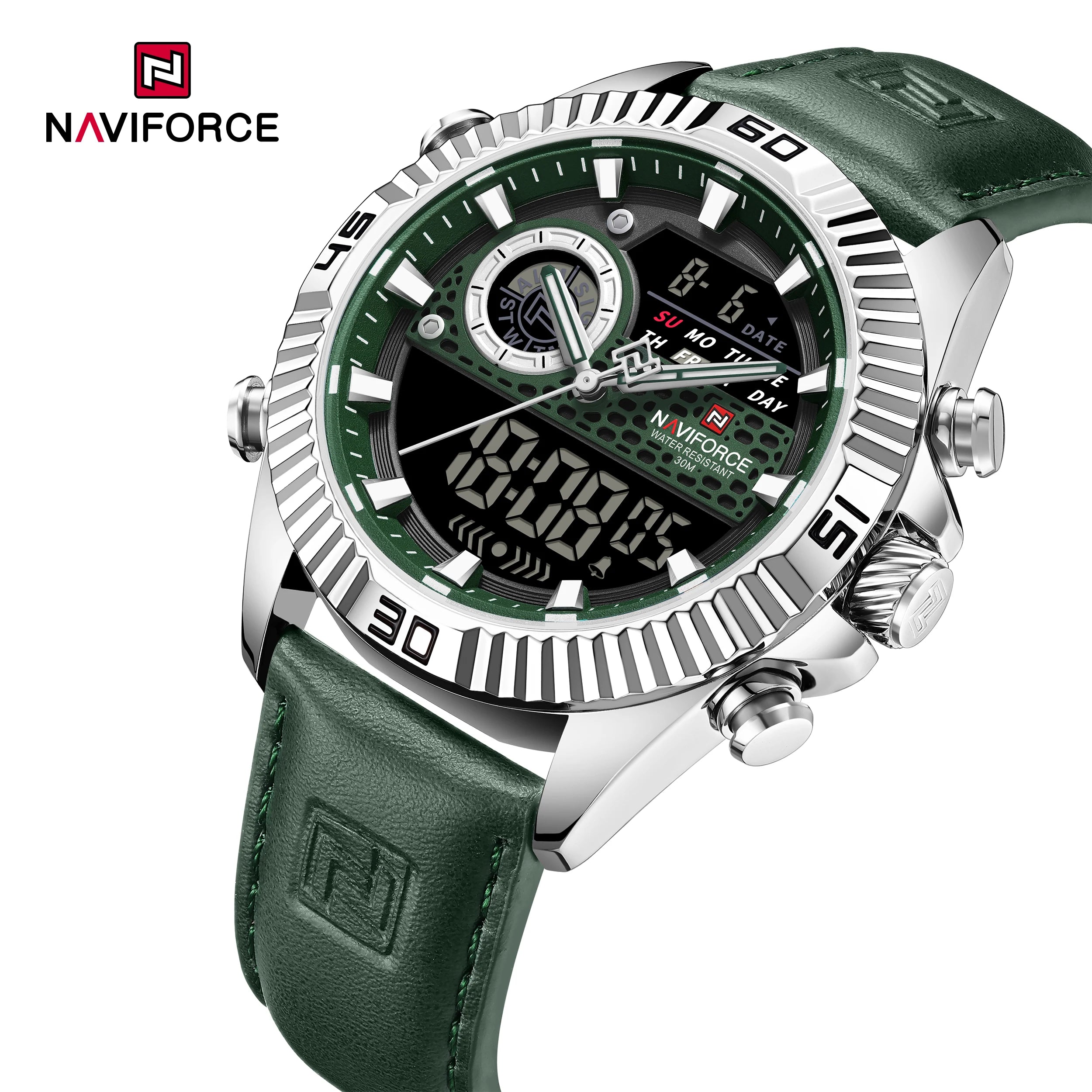 NAVIFORCE Men's Sport Quartz Analog LCD Watch