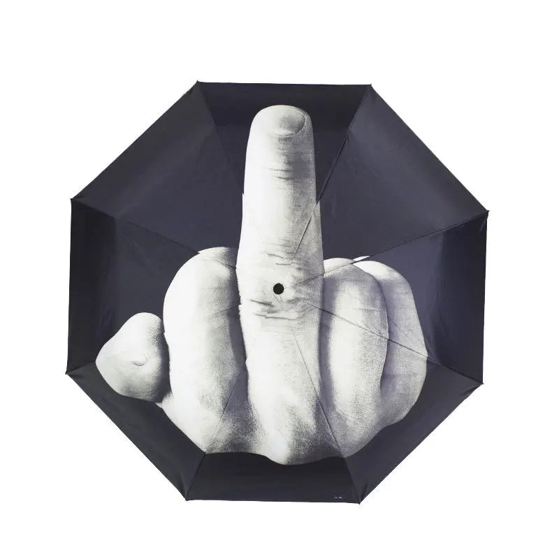 Creative Distinctive Three-Fold Silver Glue Manual Sun Middle Finger umbrella