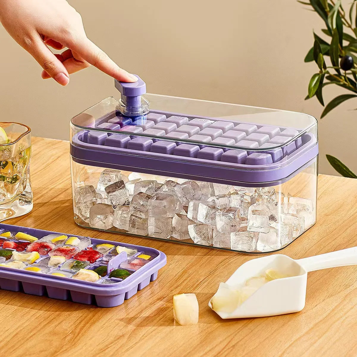 Press the Ice Tray Rectangular Ice Cube Mold Freezer Proof Quick