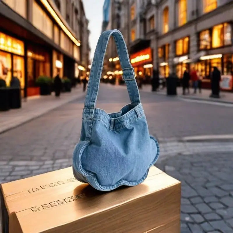 Korean Cute Flower Shaped Washed Denim Mobile Phone Shoulder