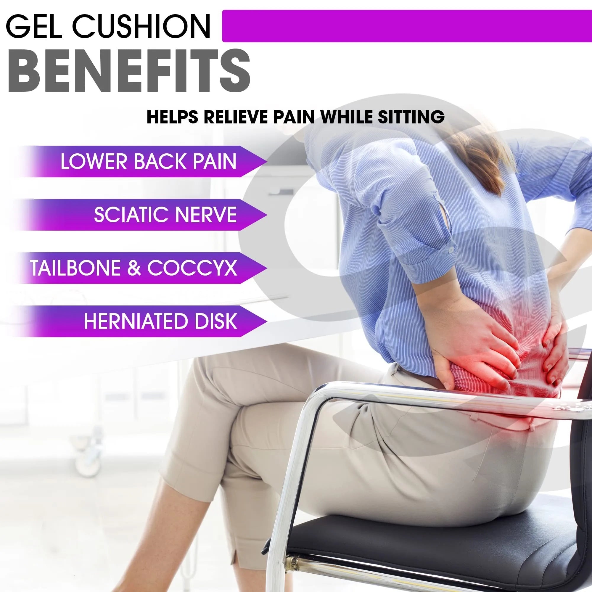 TPE Planets Large VIOLET Gel Seat Cushion for Long Sitting Car Seat