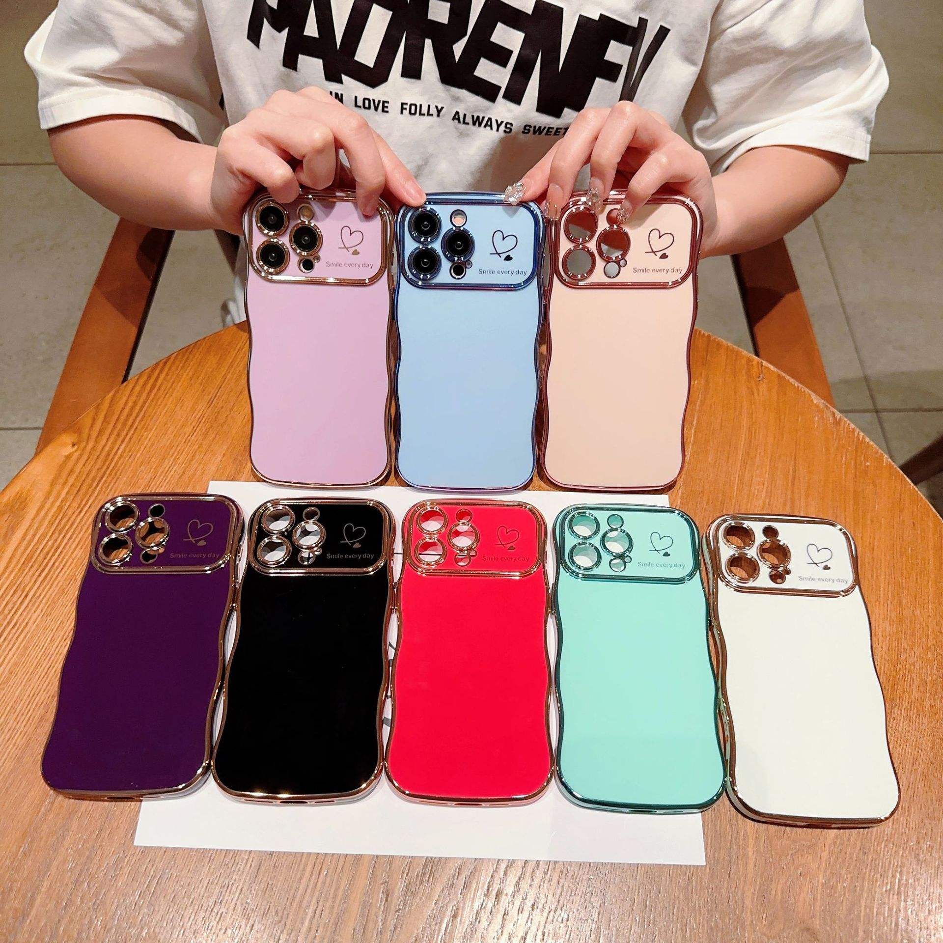 Shiny Heart Electroplated Protective Case for iPhone
