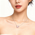 Strawberry Crystal Butterfly Pendant Necklace
