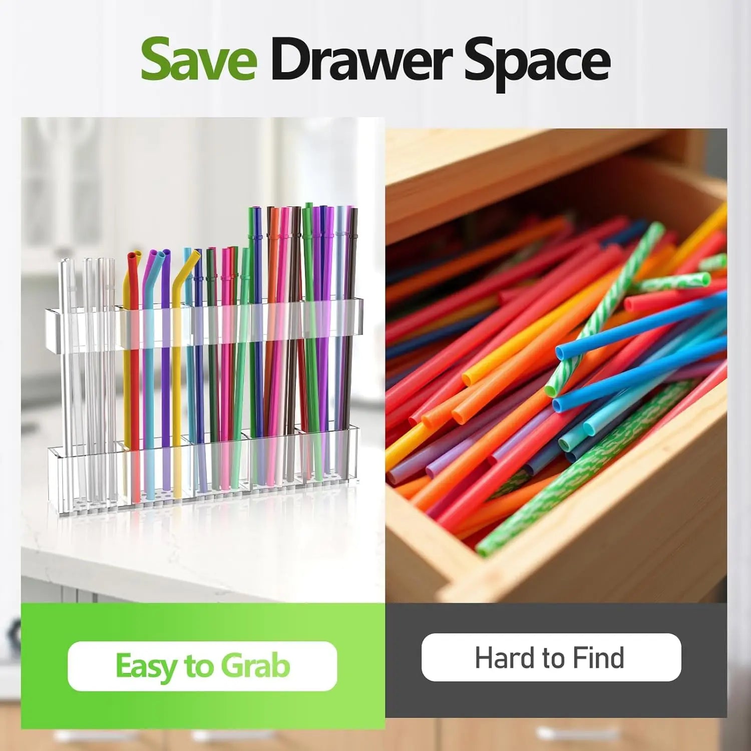 Acrylic Straw Holder for Cabinet Door Reusable Tumbler Straw