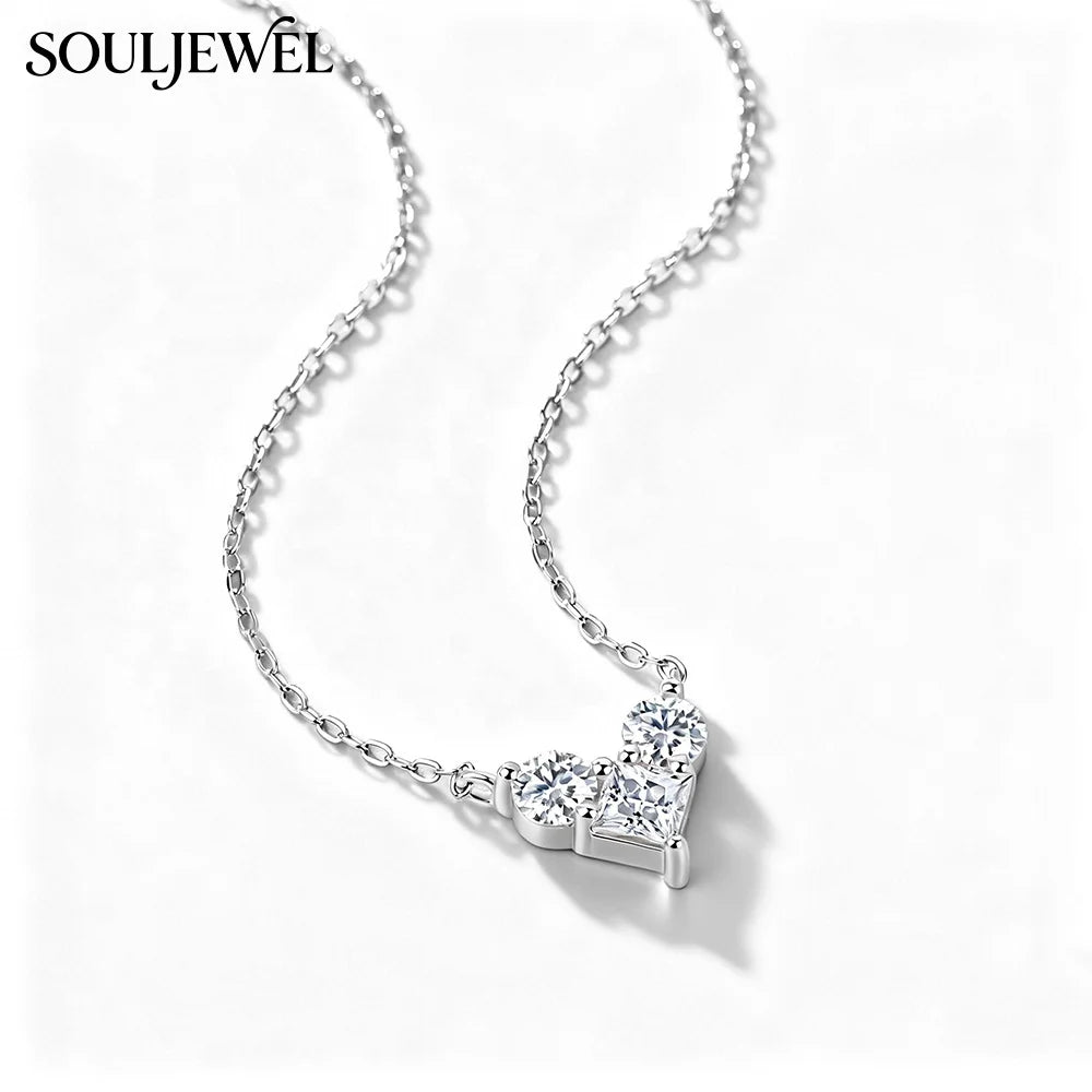 Silver Heart Moissanite Pendant Necklace