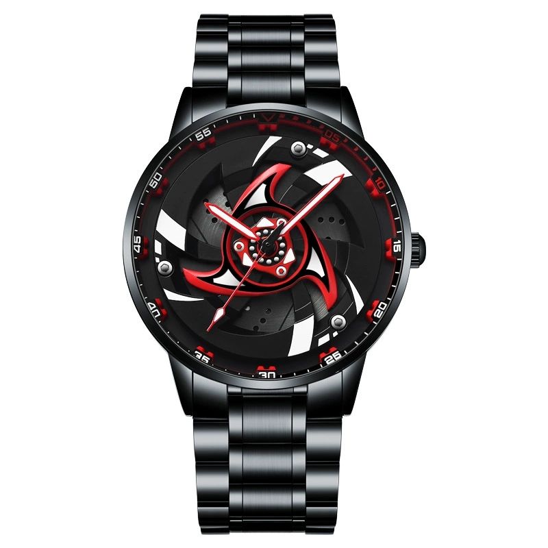 TurboWheel 3D Sports Car Quartz Watch – 42mm Rotating Dial Men’s Business Timepiece