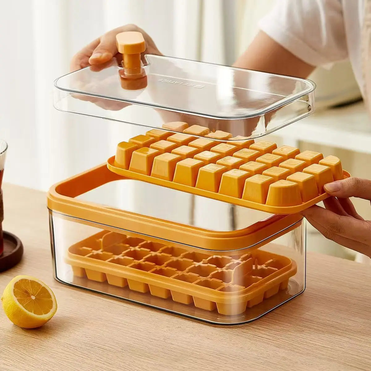 Press the Ice Tray Rectangular Ice Cube Mold Freezer Proof Quick