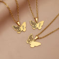 Hollow Butterfly Necklace - Gold & Silver