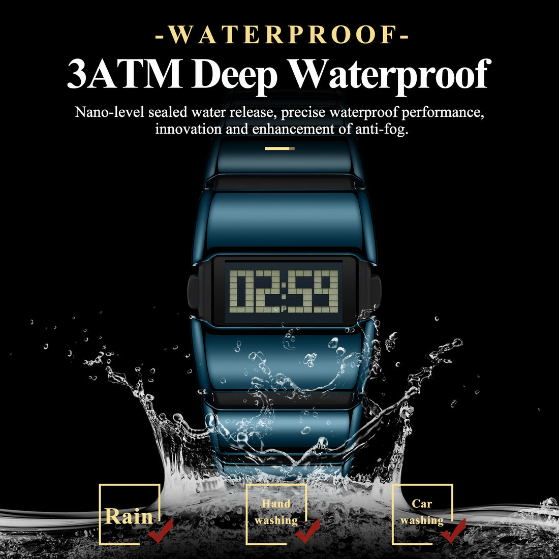 Poedagar E126 Creative LED Digital Watch Men Stainless Steel Strap