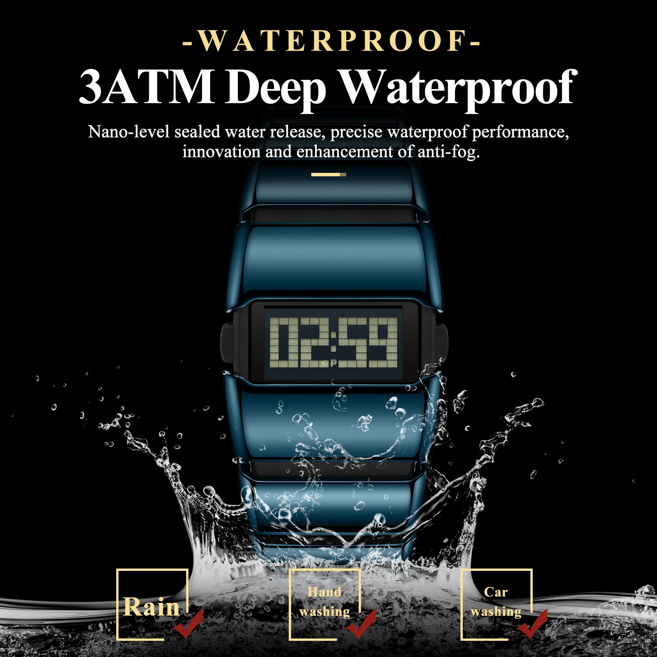 Poedagar E126 Creative LED Digital Watch Men Stainless Steel Strap