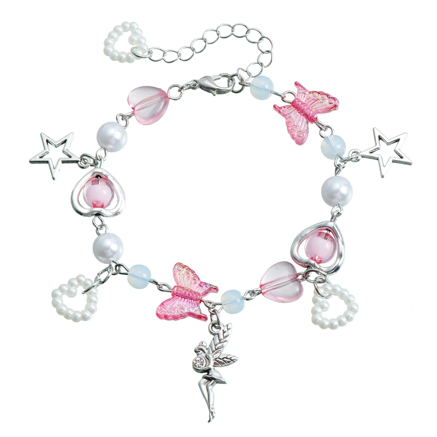 Charming Butterfly Heart Bracelet - Sweet Y2K Jewelry
