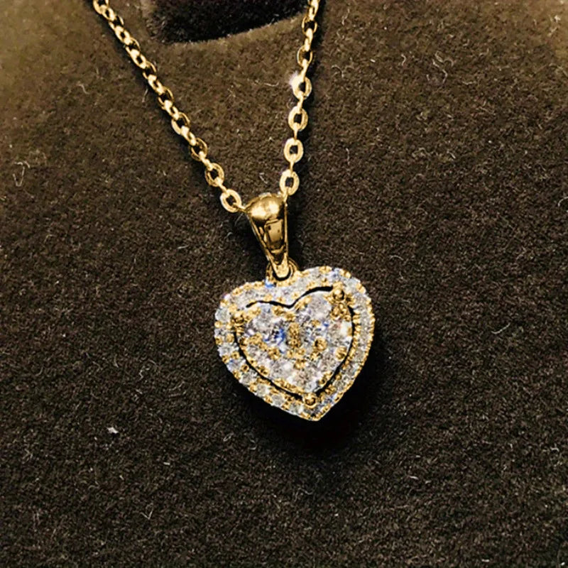 Elegant Valentine's Heart Necklace - 18" Zirconia