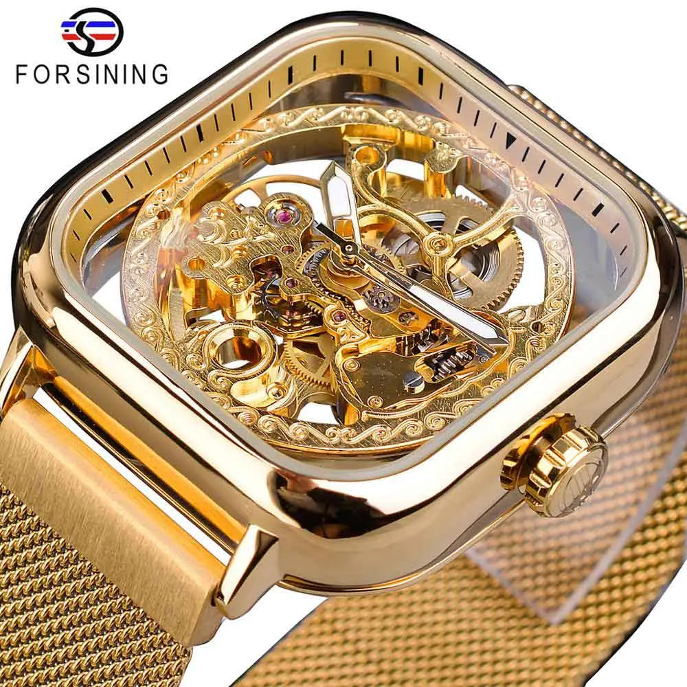 Forsining Golden Men's Automatic Watch - Luxury & Precision