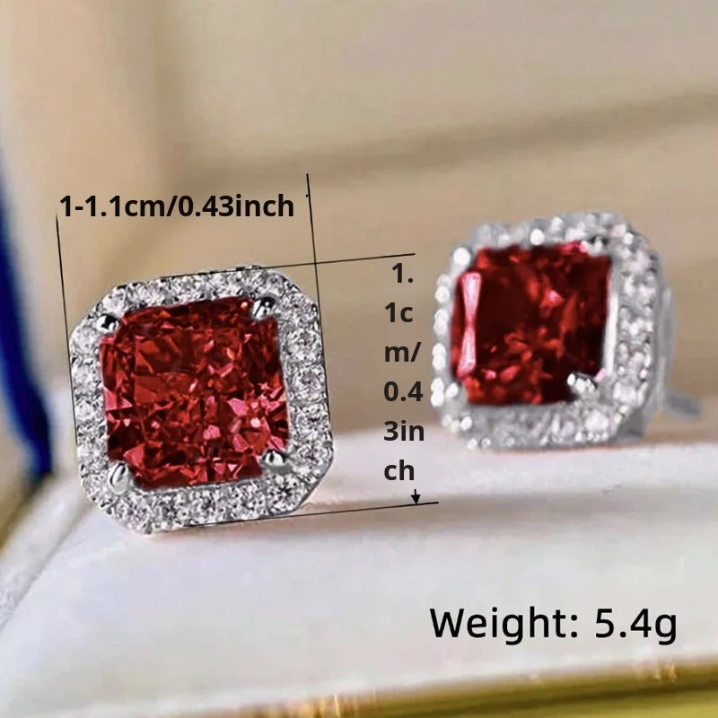Luxury Princess Cubic Zirconia Stud Earrings