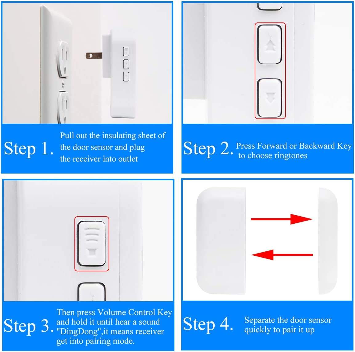 Daytech Wireless Portable Burglar Alarm – Magnetic Door & Window Security Sensor