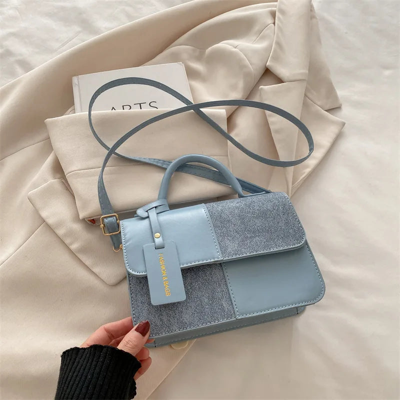 Women's Splicing Color Portable Small Square Shoulder Crossbody Bag