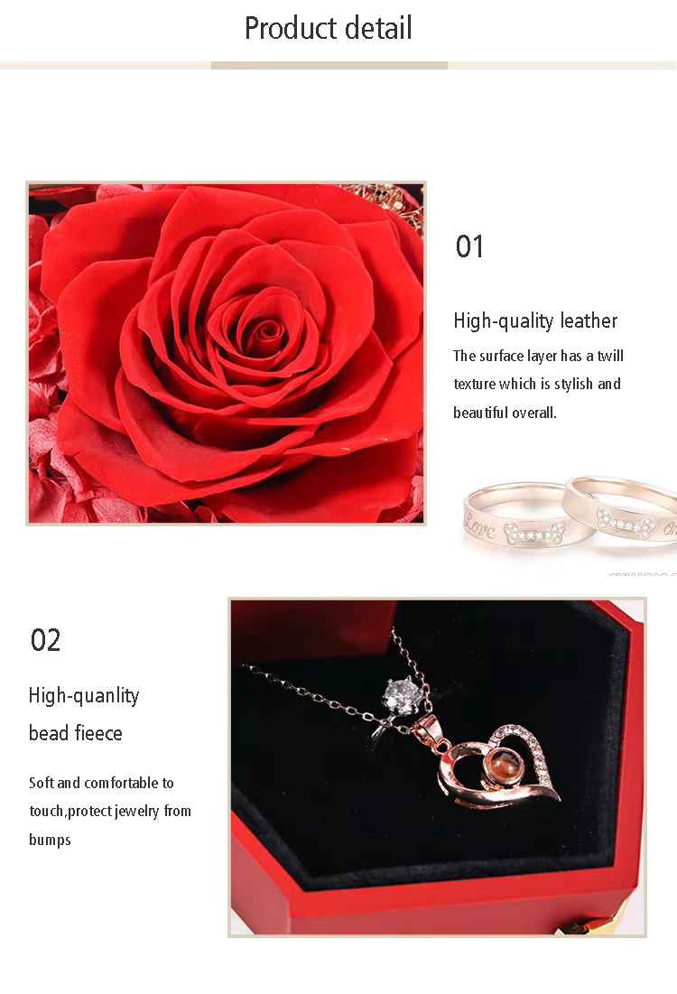 Forever Bloom Heart Acrylic Eternal Rose Jewelry Gift Box