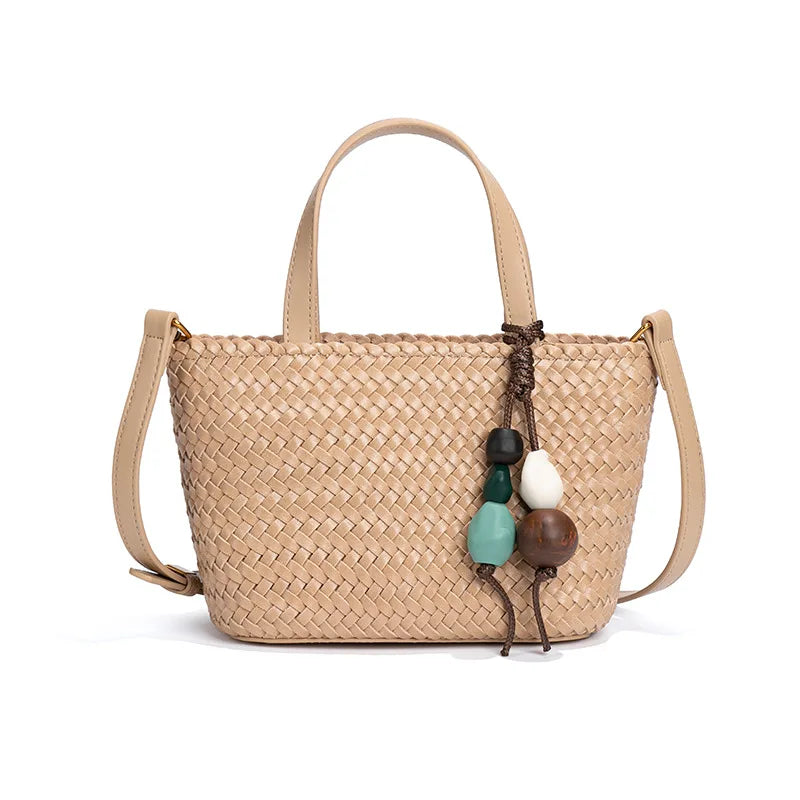New Summer Macaron Market Woven Tote Bag Trendy Versatile