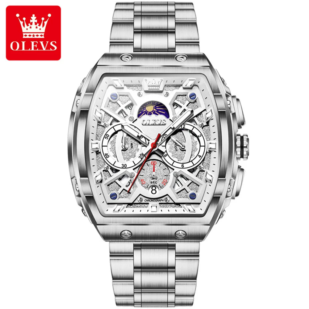 Olevs Stainless Steel Moon Phase Watch