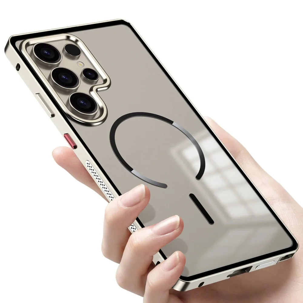 Metal Border Frosted PC Backplate Phone Case, For Samsung