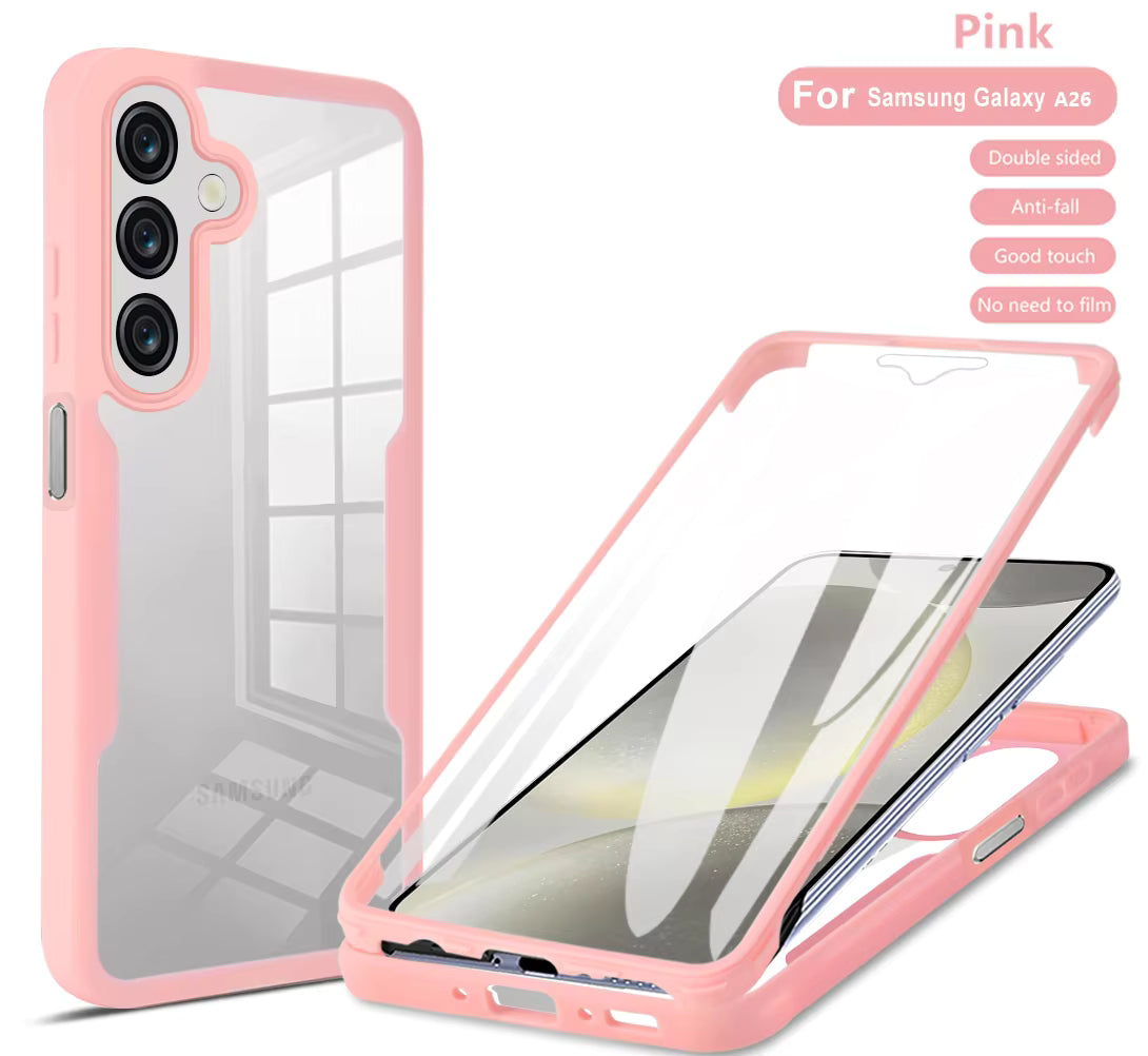 360° Full Protection Front & Back Phone Case for Samsung – Shockproof Transparent Cover