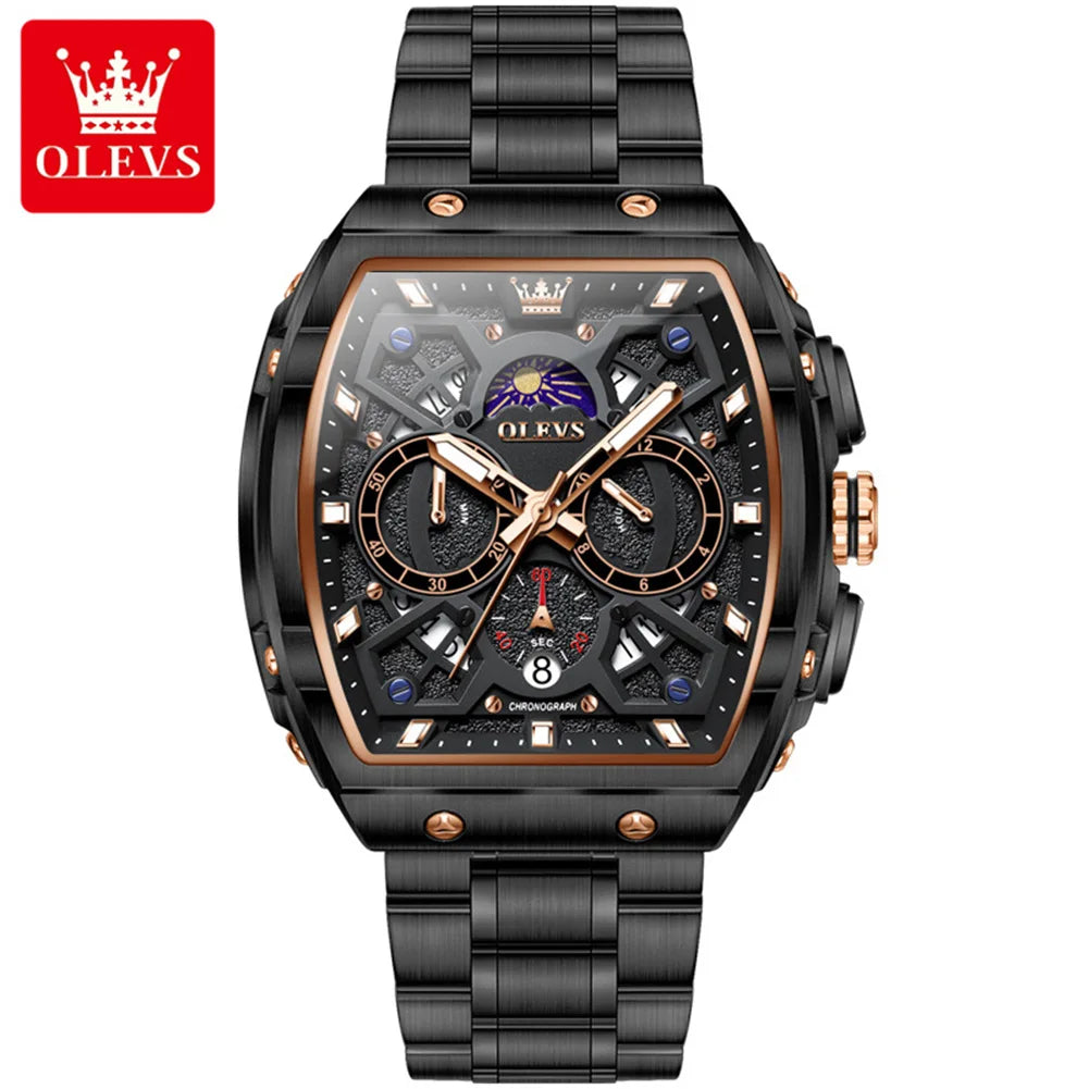Olevs Stainless Steel Moon Phase Watch