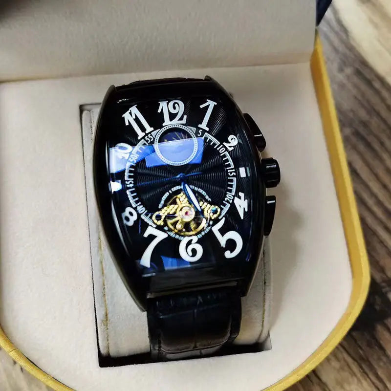 Luxury Automatic Moon Phase Skeleton Watch