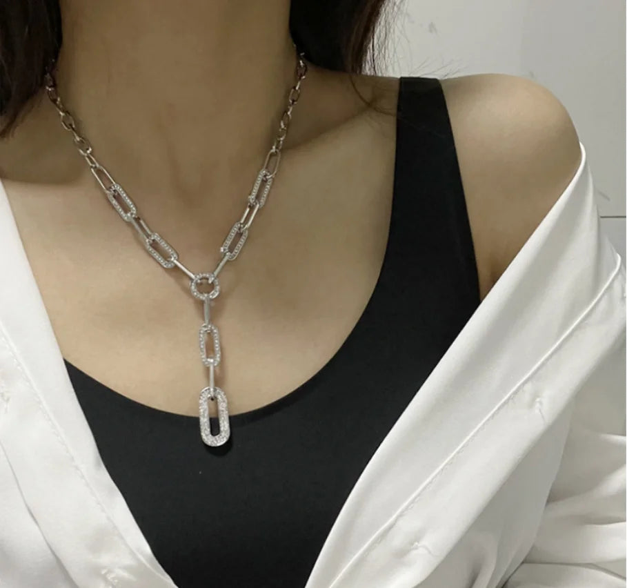 Elegant Alloy Chain Tassel Necklace for Women