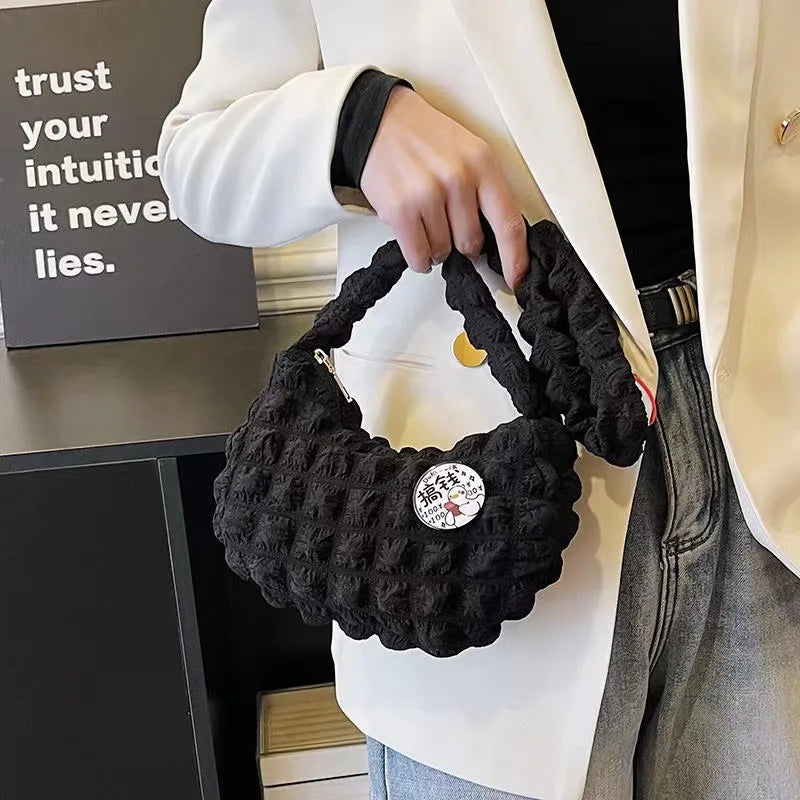 Trendy Women's Solid Color Cross-Border Handbag Trendy Cloud Bag
