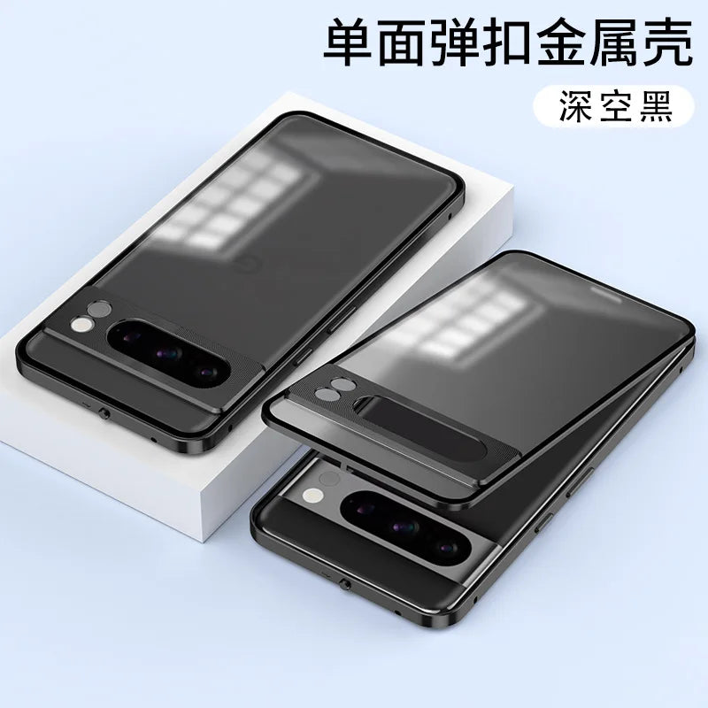 Business Style Suitable for Google Pixel Snap Button Phone case Metallic Single-sided Magnetic Protective case