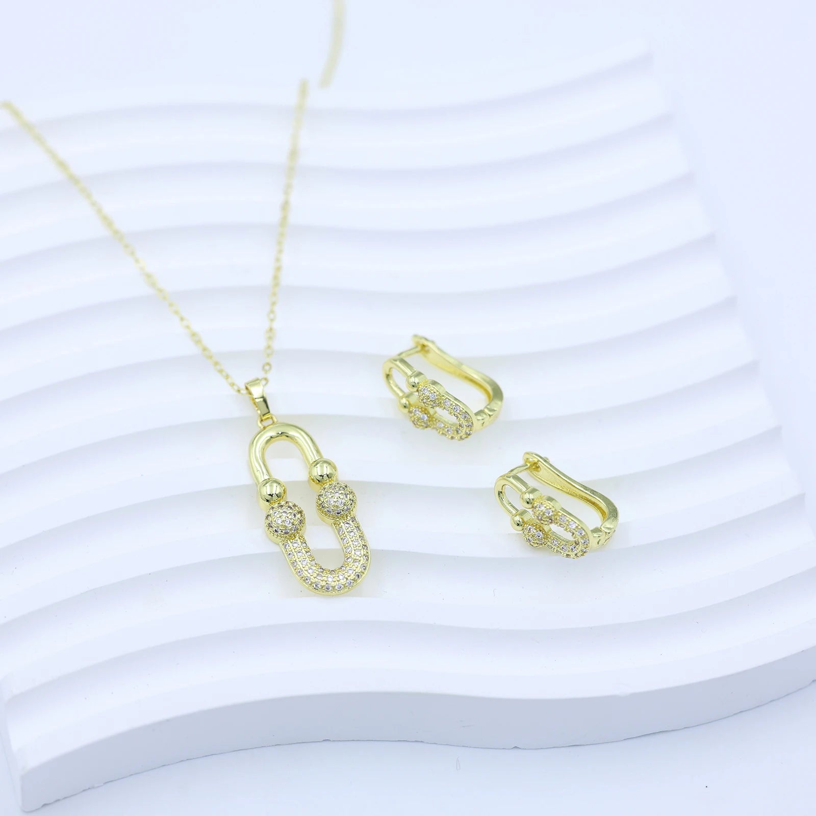 Luxury 14k Gold Plated Zircon Jewelry Set