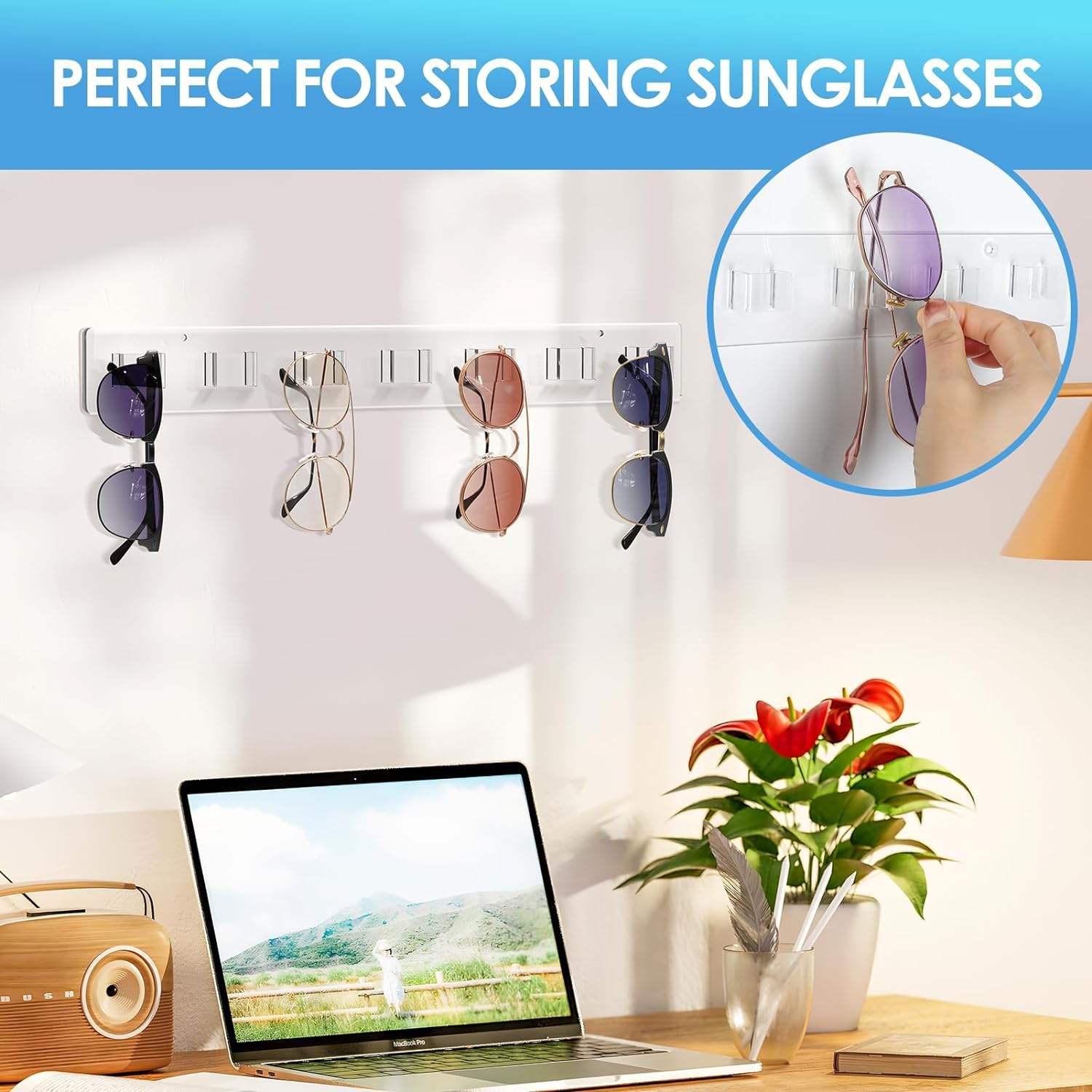 ClearView Wall Glasses Rack – Acrylic Eyewear Display Organizer