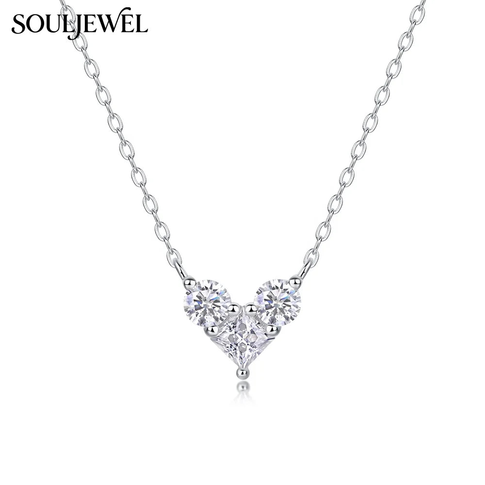 Silver Heart Moissanite Pendant Necklace