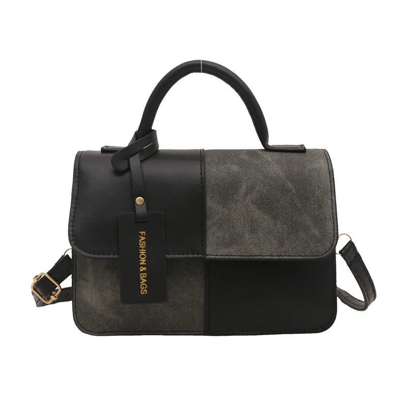 Women's Splicing Color Portable Small Square Shoulder Crossbody Bag