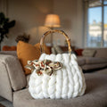 Handmade Corduroy Woven Knit Satchel Purse Handbag Shoulder Women's