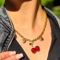 Women's Red Cherry Charm Jewelry Set