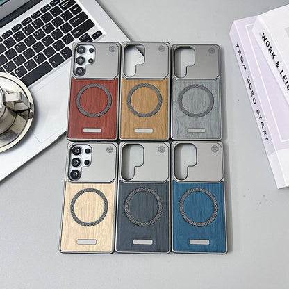 Hot Selling Wood Pattern Magnetic Shockproof Hard Case for Samsung Galaxy S22 /S23/S24/S25 Ultra
