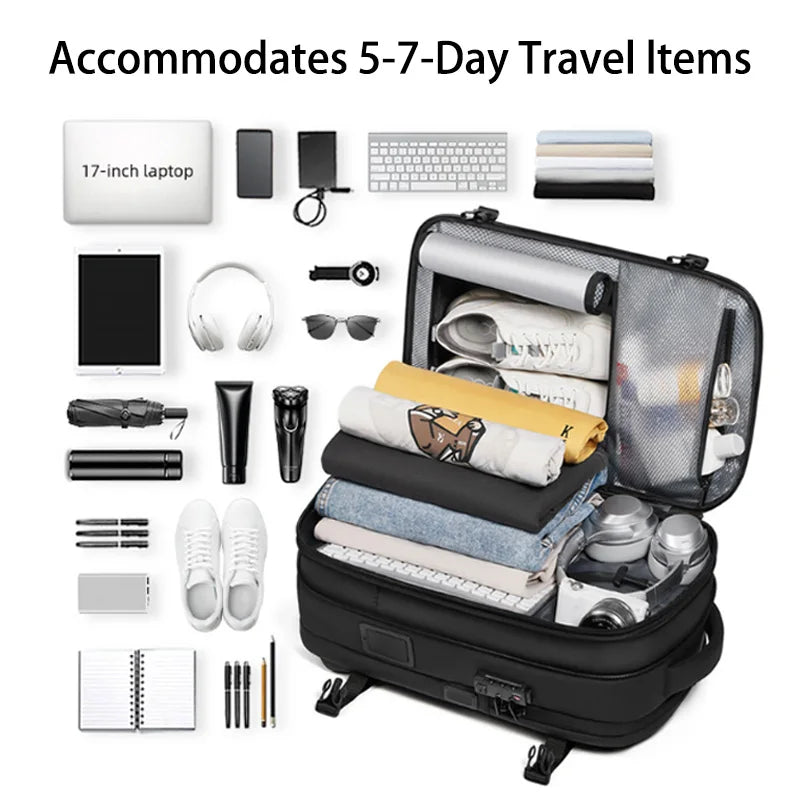 Vacuum Compression Travel Laptop Backpack with Electric Air Pump & USB Charging Port
