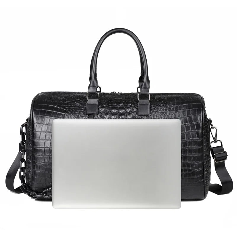 Fashion Waterproof PU Leather Unisex Duffel Bag with Zipper