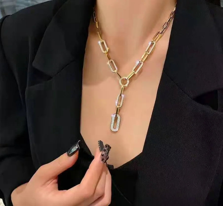 Elegant Alloy Chain Tassel Necklace for Women