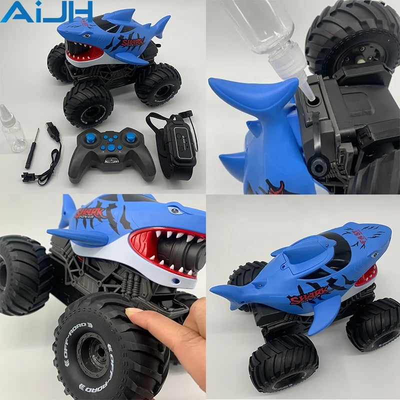 AiJH 2.4G Waterproof Remote Control Shark Car With Water Gun