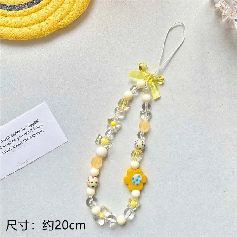 Elegant Bow Beaded Phone Charm Lanyard