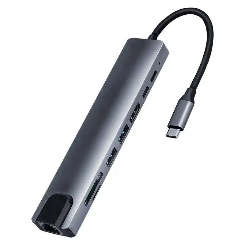 8 in 1 Type-C Hub with RJ45 LAN USB-C to HDTV SD/TF USB 3.0 & PD