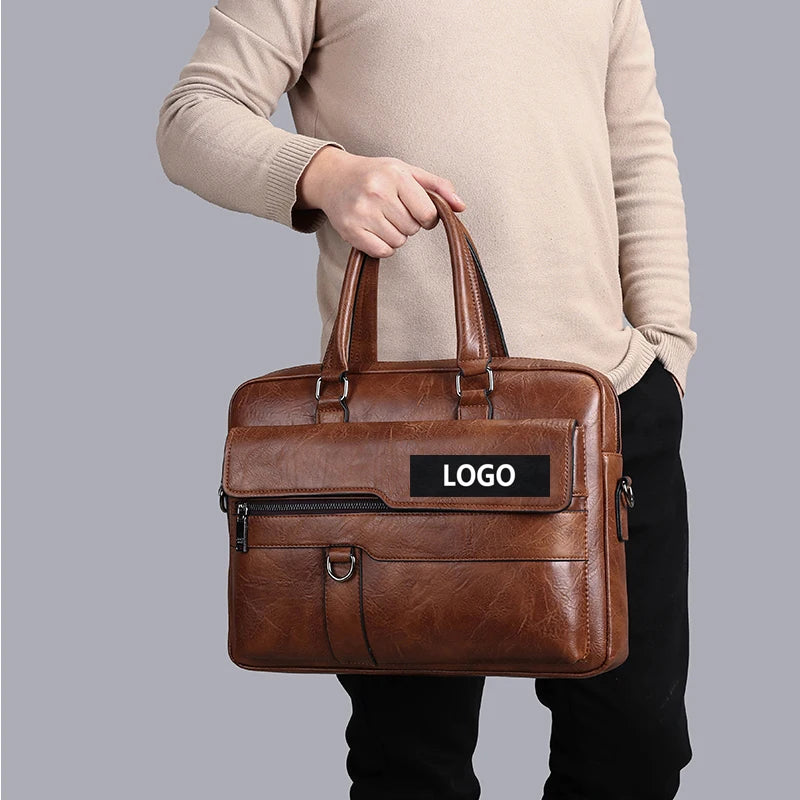 Business Man Handbag Fashion PU Leather Laptop Shoulder Bag