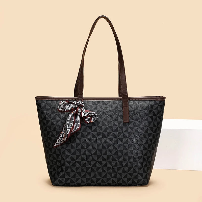 Large Capacity Fashion Printed Women's PU Single Strap Shoulder Tote
