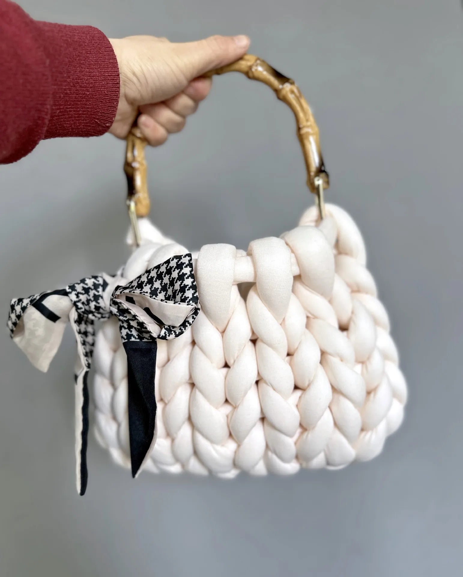 Handmade Corduroy Woven Knit Satchel Purse Handbag Shoulder Women's