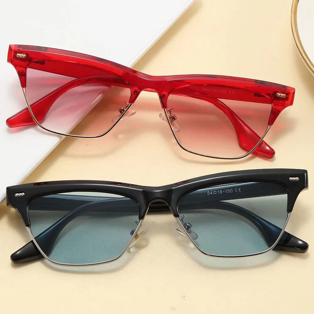 Retro Half-Rimless Cat Eye Sunglasses by Superhot